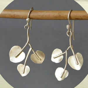 Real silver earrings MONEYWORT leaves image 1