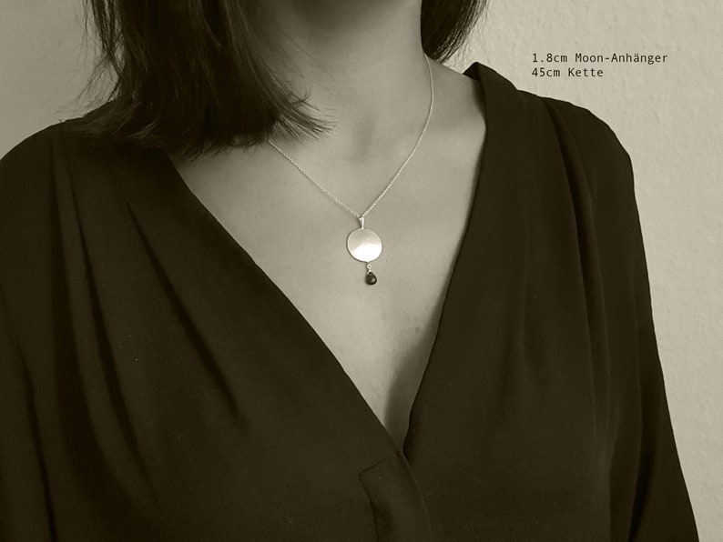 MOON pink PEARL SILVER PENDANT, hand forged from solid 925 sterling silver with pink freshwater pearl image 2