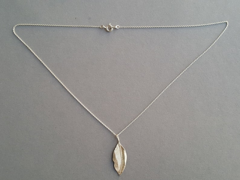 LEAF CHAIN LEAF SILVER PENDANT, hand forged from solid 925 sterling silver image 5