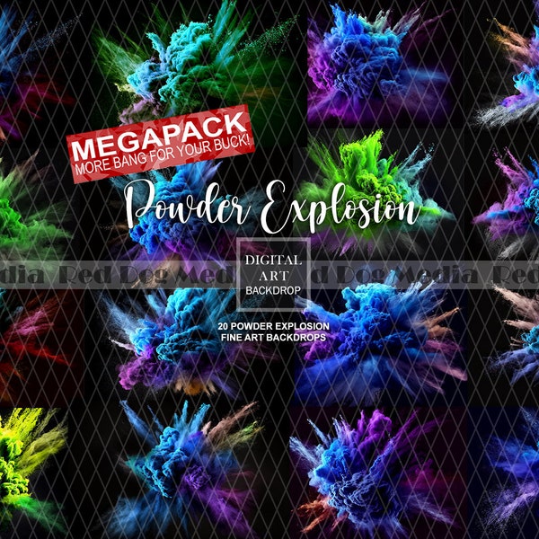 MEGAPACK 20 Powder Explosion Fine Art Backdrops, Smoke Background, Dance Digital Backdrop, Smoke Bomb Backdrop
