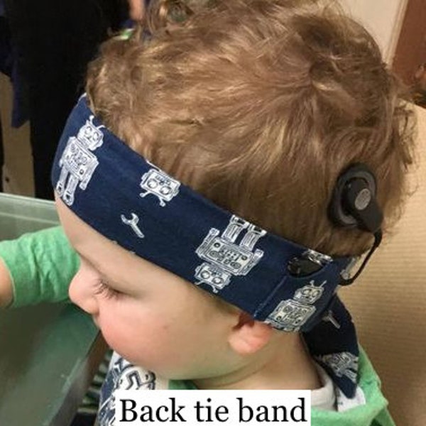 Back tie Cochlear implant headband