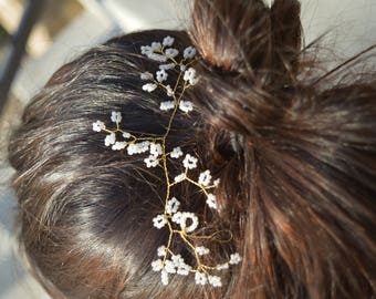 Wedding Bridal Hair Piece, Wedding Hair Vine, wedding hair accessory, Bridal Hair piece, wedding head piece, pearl hair vine. 7" - 30" long