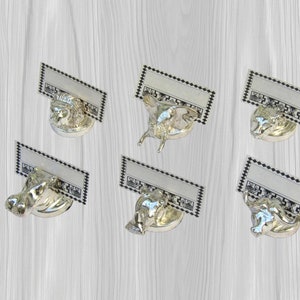 6 TISCHKARTENHALTER Vintage Afrisilver Sterling Silber gefüllt Löwe, Büffel, Leopard, Elefant, Nilpferd und Nashorn Tischkartenhalter 6er Set