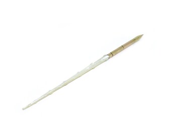 ANTIQUE MOP PEN Antique Mother of Pearl Chased Gold Filled 14k Gold Nib Dip Fountain Pen 15.5 cm