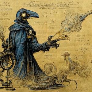 Vintage Plague Doctor Art Print v.5 Instant Download Printable Home Decor, Poster Wall Art Gift, Downloadable plague doctor Art Decor