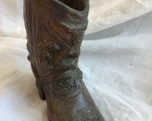 Antique copper Western boot vessel