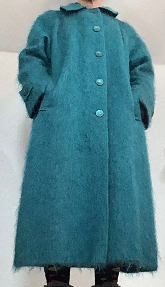Vintage teal mohair coat