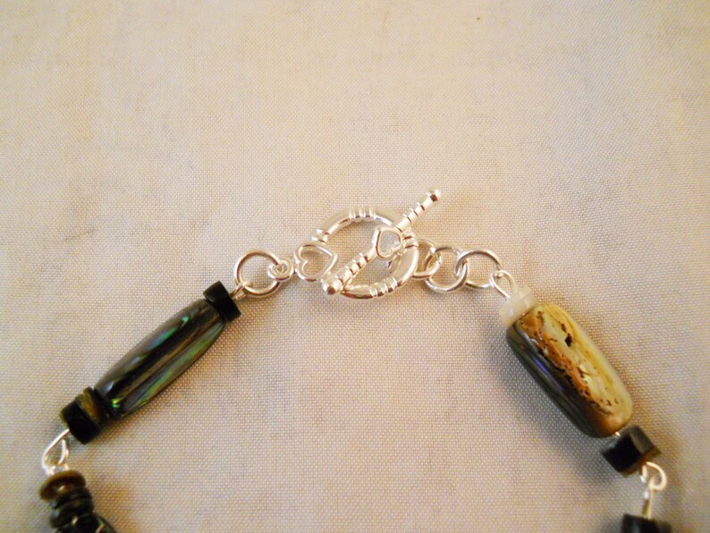 You Choose Necklace Length Silver Plated You Choose Closure Style 50x35mm Rectangle Focal Nugget Paua Shell Jewelry Set