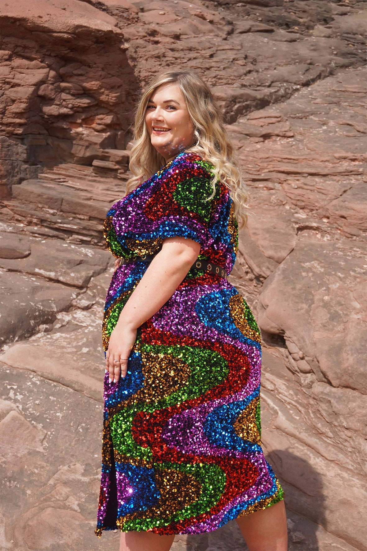 Rainbow Sequin Plus Size Dress Plus Size Festival Clothing Etsy