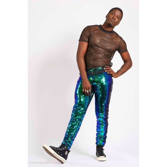 green sequin leggings
