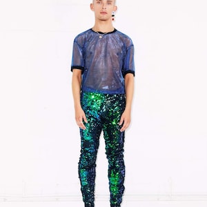 Mens Rave Pants Burning Man Leggings Green Sequin Pants - Etsy UK