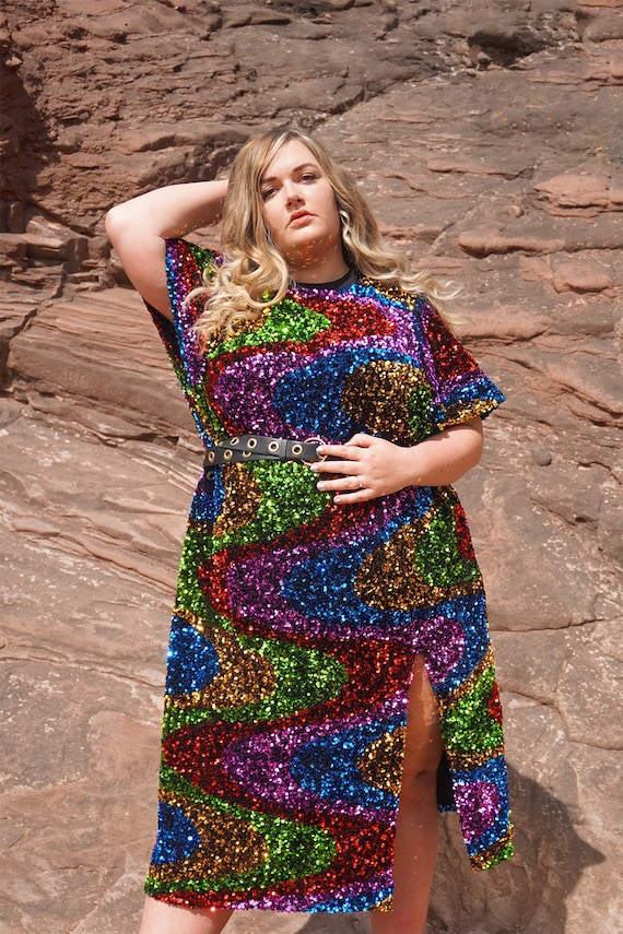 Rainbow Plus Size Dress Plus Size Festival Clothing - Etsy
