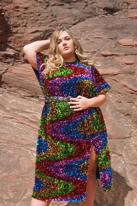 Sequin Size Dress Plus Size Festival - Etsy