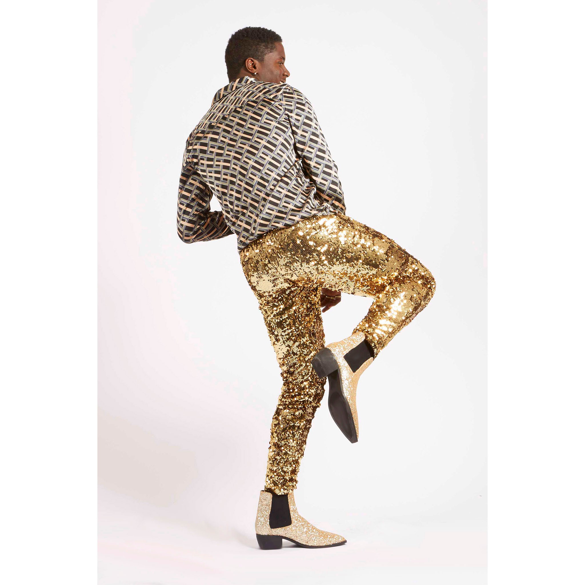 Image of Burning Man Leggings, Gold Sequin Trousers, Festival Costume, Elton John Michael Jackson Costume/Sparklebutt