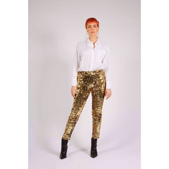 Burning Man Leggings Gold Sequin 