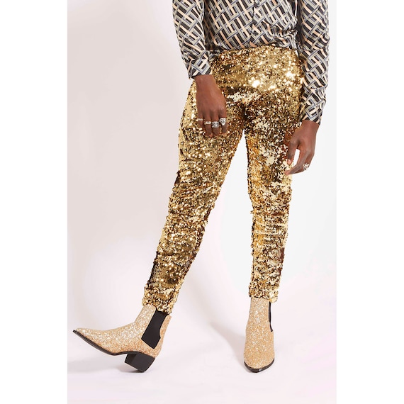 Burning Man Leggings Gold Sequin 