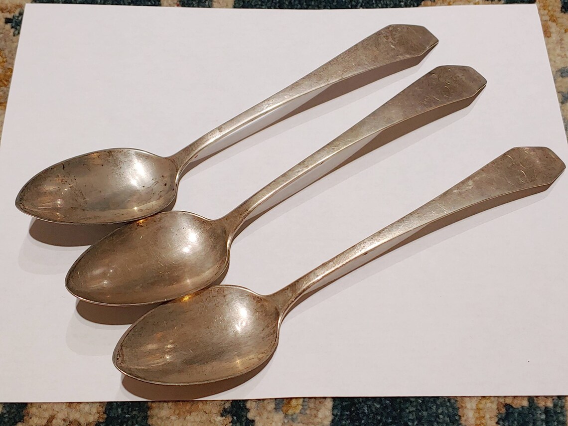 Set of 3 Antique Serving Spoons G. St. John 9 1/4 Long Etsy