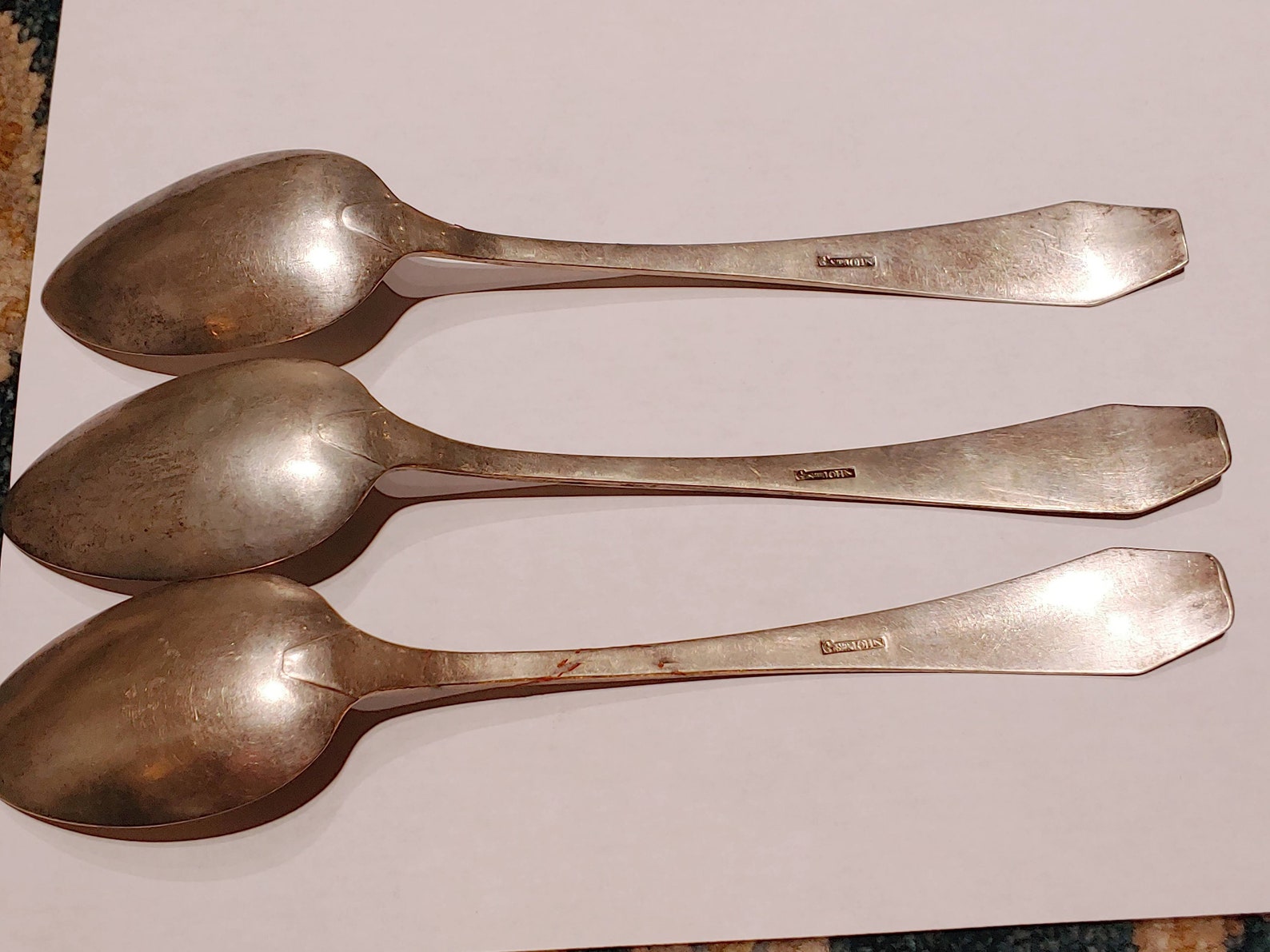 Set of 3 Antique Serving Spoons G. St. John 9 1/4 Long Etsy