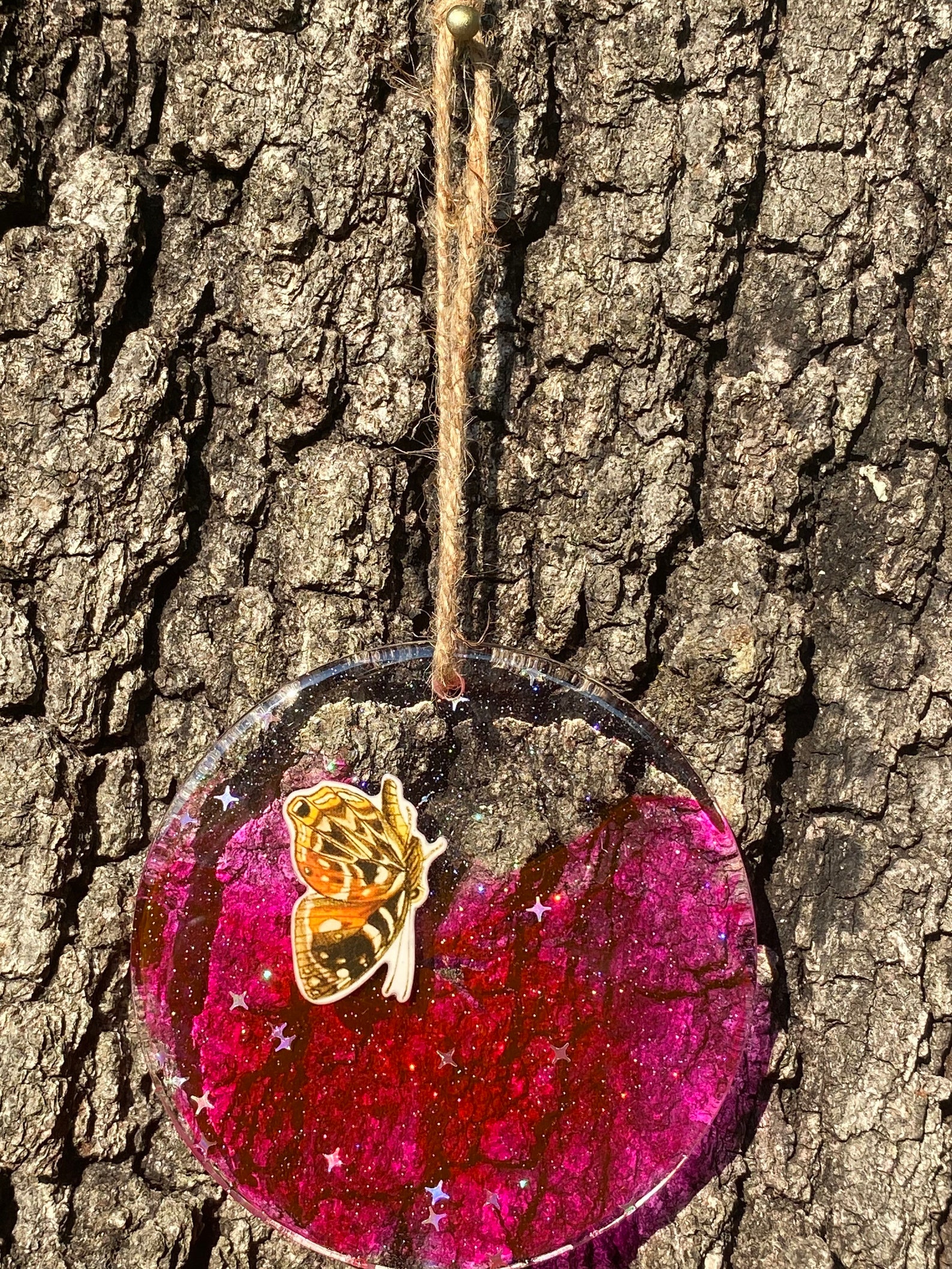 Butterfly and alcohol ink epoxy resin wall hanging suncatcher Etsy
