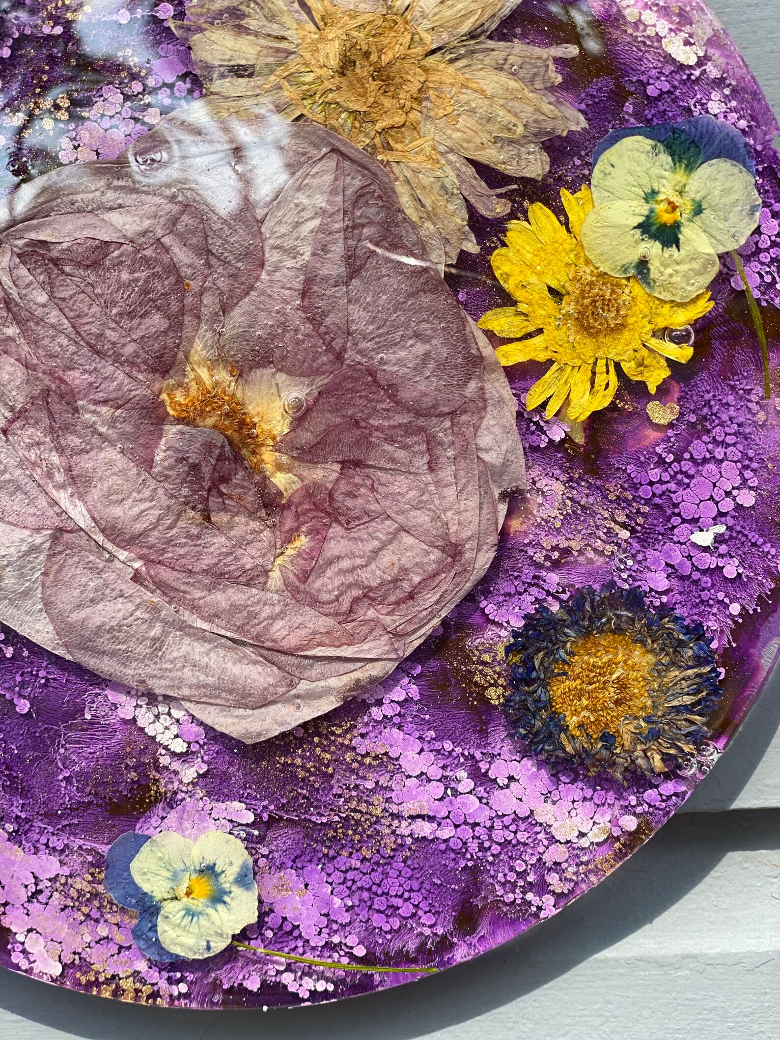 Resin Dried Flower Pressed Flower Alcohol Ink Wall Decor Etsy