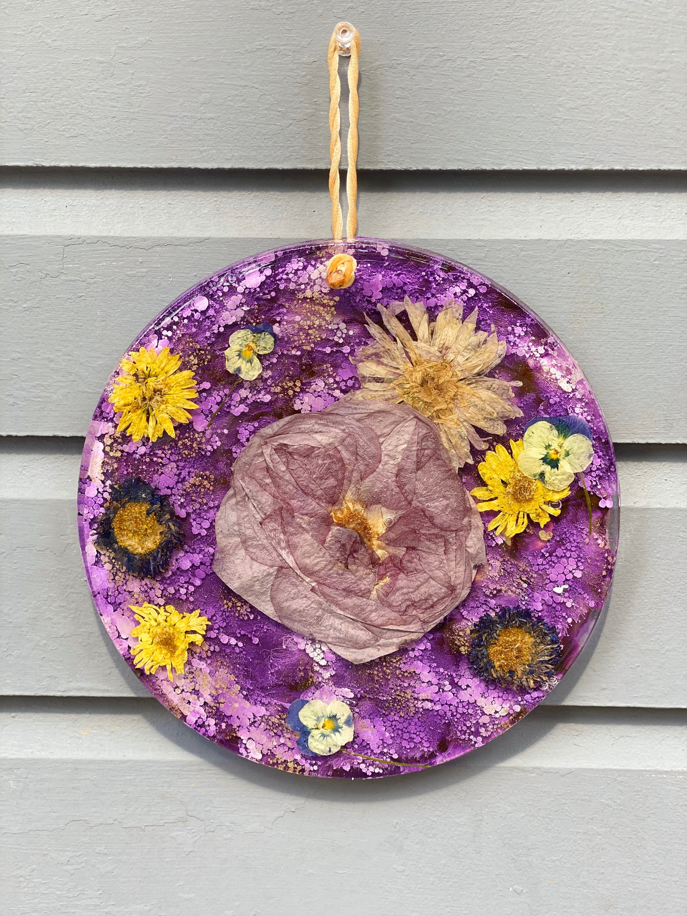 Resin Dried Flower Pressed Flower Alcohol Ink Wall Decor Etsy