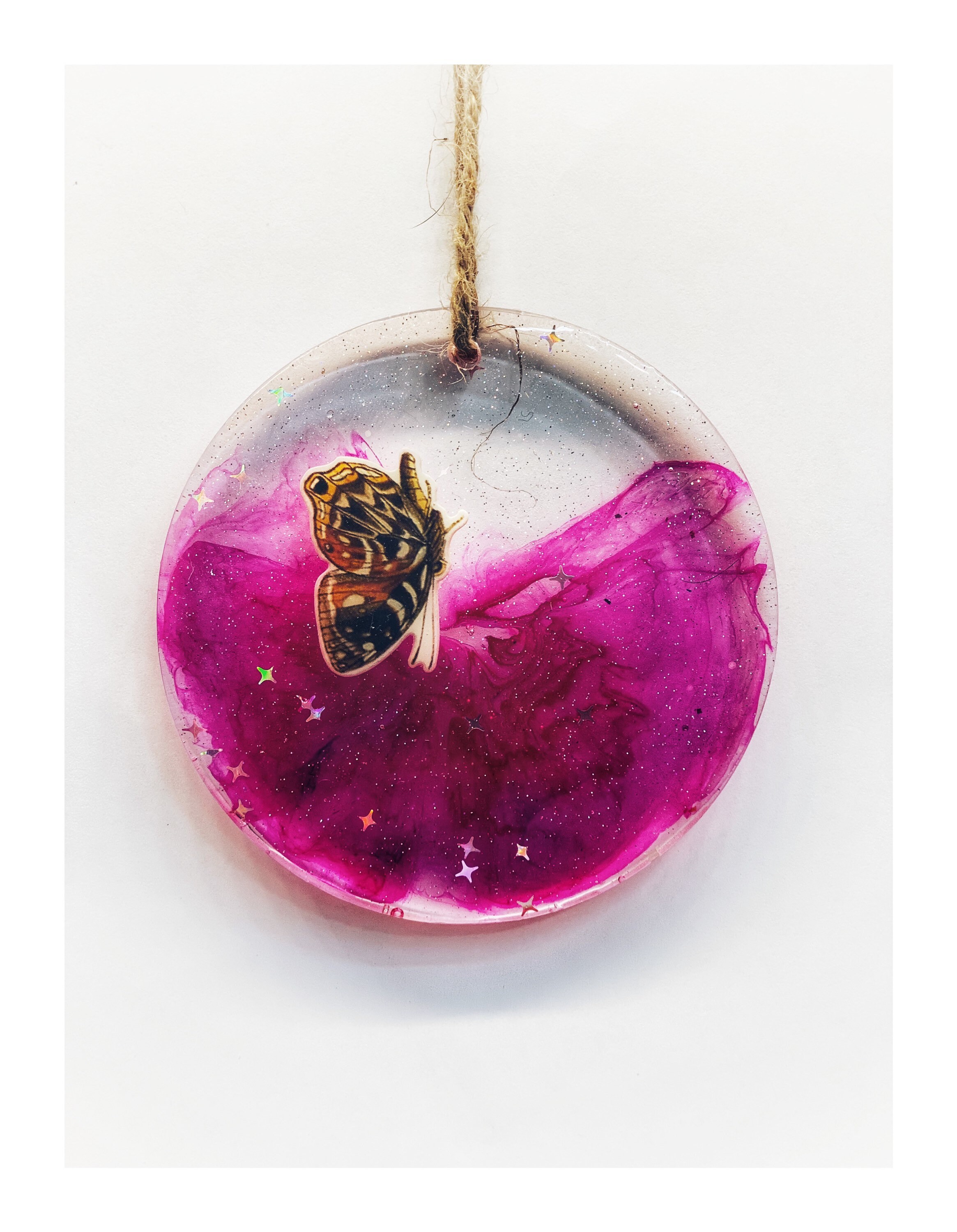 Butterfly and alcohol ink epoxy resin wall hanging suncatcher Etsy