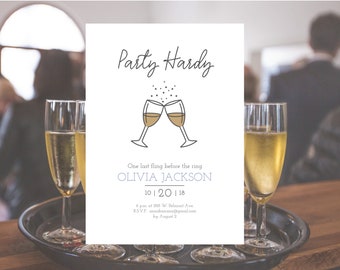 Party Hardy | Bachelorette Invitation | Bachelorette Party | Girls Toast Bachelorette | Bride-to-Be | Wedding