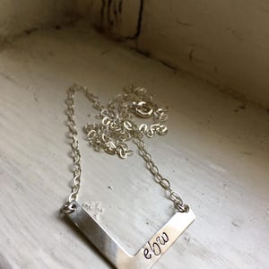 Initial hand stamped chevron necklace. Monogram necklace. Bridesmaid gift. Birthday gift. image 2