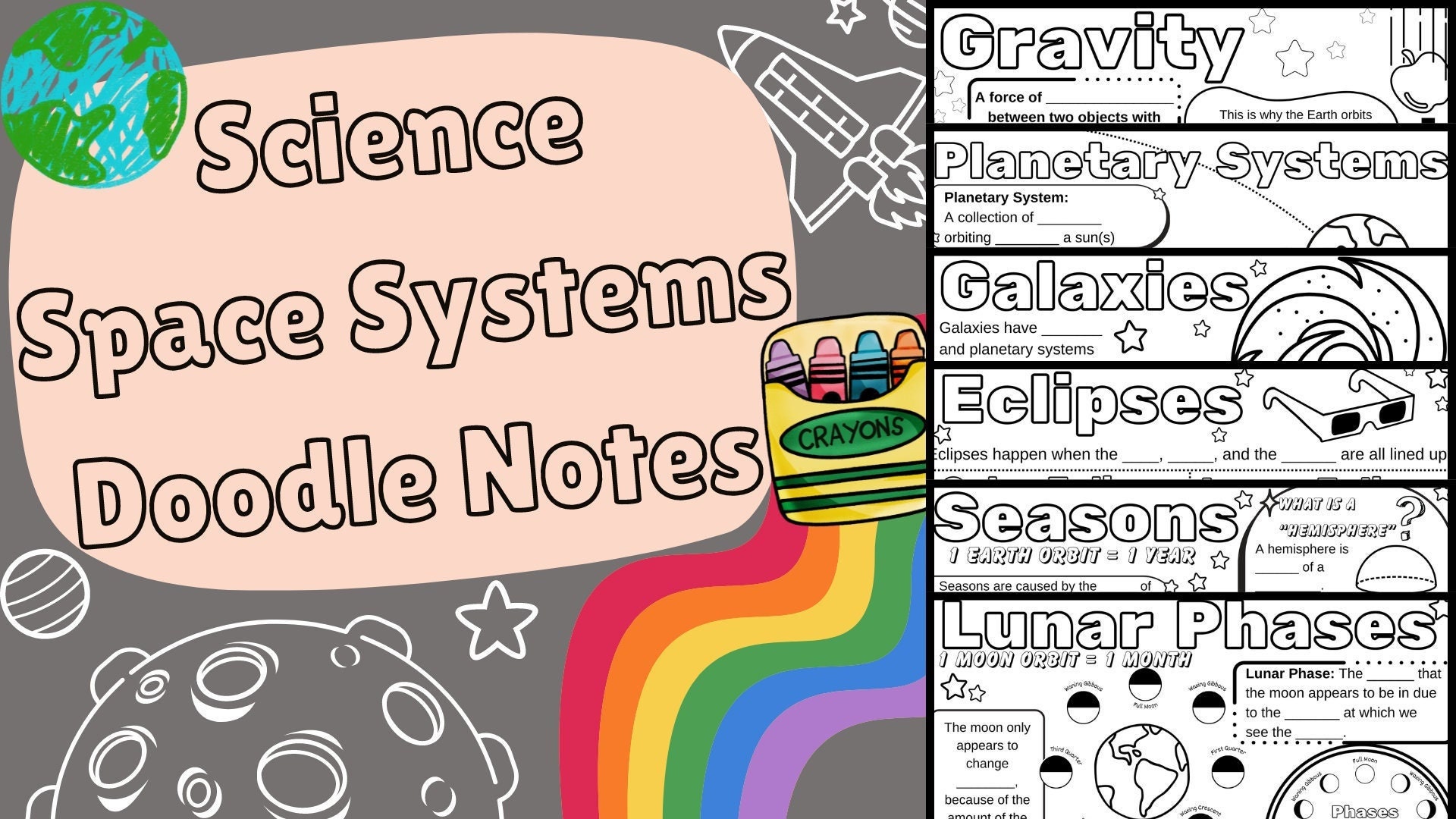 Space Systems Doodle Notes (earth and Space Science) - Etsy