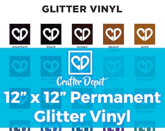 Crafter Depot Glitter Vinyl Sheet - 12"x12" Vinyl Adhesive Sheet, Permanent Glitter Vinyl, Glitter Adhesive Vinyl Sheets, Cricut Glitter