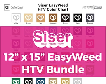 Siser EasyWeed HTV Bundle - 12" x 15", HTV Vinyl Bundle, Vinyl Sheets Heat Transfer, Tshirt Vinyl Transfer, Iron On Vinyl Sheet, Vinyl Pack