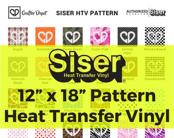 Siser Heat Transfer Vinyl HTV - 18"x12", Printed Vinyl Sheets, Patterned Vinyl Sheets, Patterned HTV, Pattern Vinyl HTV, Heat Press Vinyl