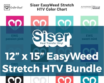 Siser EasyWeed Stretch HTV Bundle - 12" x 15", HTV Vinyl Bundle, Siser HTV Bundle, Heat Vinyl Transfer, Cricut Vinyl Iron On, Athletic Vinyl