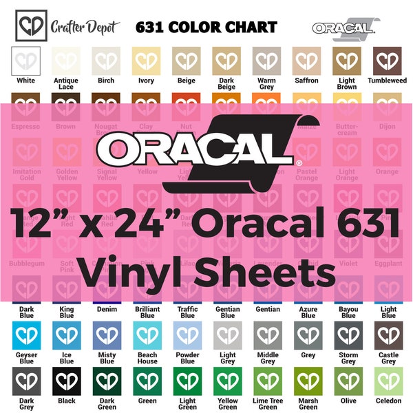 Oracal 631 Vinyl Sheets - 12" x 24", Oracal Vinyl, Adhesive Vinyl Sheets, Tile Decal, Matte Vinyl, Stick On Vinyl, Wall Vinyl, 90 Colors