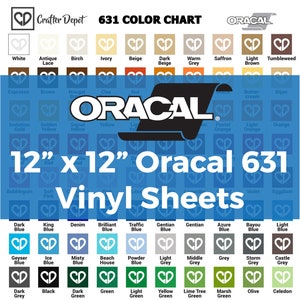 Oracal 631 Vinyl Sheets - 12" x 12", Oracal Vinyl, Adhesive Vinyl Sheets, Tile Decal, Matte Vinyl, Stick On Vinyl, Wall Vinyl, 90 Colors