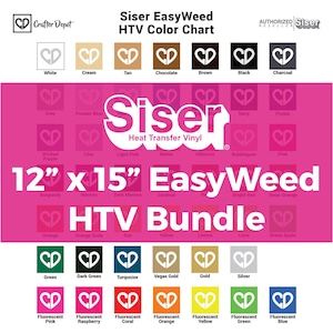 Siser EasyWeed HTV Bundle - 12" x 15", HTV Vinyl Bundle, Vinyl Sheets Heat Transfer, Tshirt Vinyl Transfer, Iron On Vinyl Sheet, Vinyl Pack