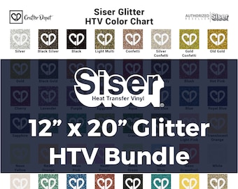 Siser HTV Glitter Bundle - 12"x20", Heat Transfer Glitter Vinyl, Glitter Iron On Vinyl, HTV Vinyl Glitter, Glitter Vinyl Pack, Siser Glitter