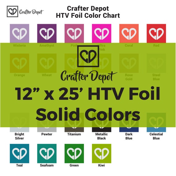 Crafter Depot HTV Foil - 12"x25' Roll, Foil Heat Transfer Vinyl, Foil HTV Vinyl, Metallic HTV, Foil for Shirts, Metallic Foil, Pattern Foil