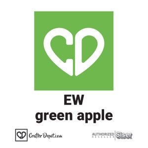 K&ouml;nnte beinhalten: Ein gr&uuml;nes Quadrat mit einem wei&szlig;en Herz, in dem die Buchstaben "CD" stehen. Der Text "EW green apple" befindet sich unter dem Quadrat.