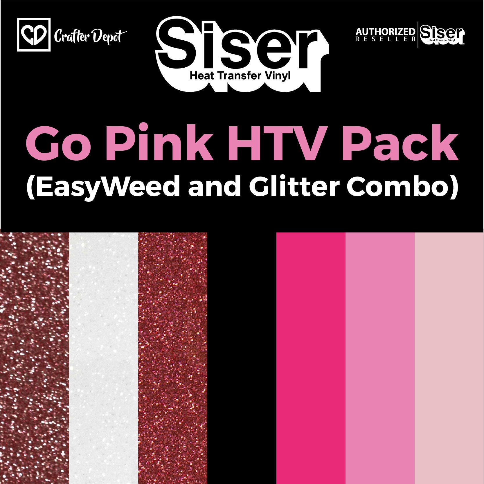 Siser HTV Go Pink Pack Go Pink, Pink HTV, Glitter Vinyl Sheets, HTV Vinyl  Bundle, Cancer Survivor, Cancer Shirt, Pink Heat Transfer Vinyl 