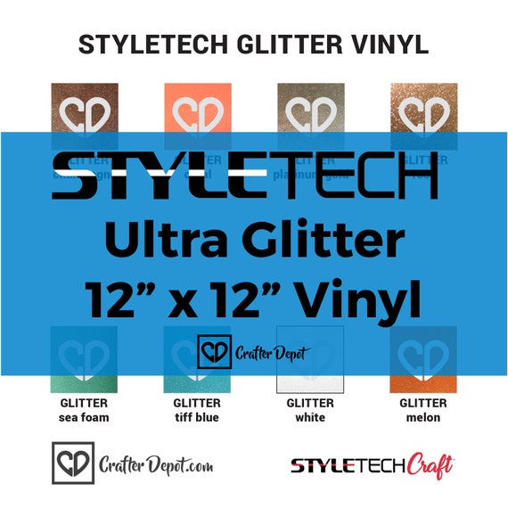 Styletech Ultra Glitter Vinyl Sheets 12x12, Glitter Vinyl Sheets, Sparkly  Vinyl, Shimmering Vinyl, Permanent Adhesive, Permanent Vinyl 
