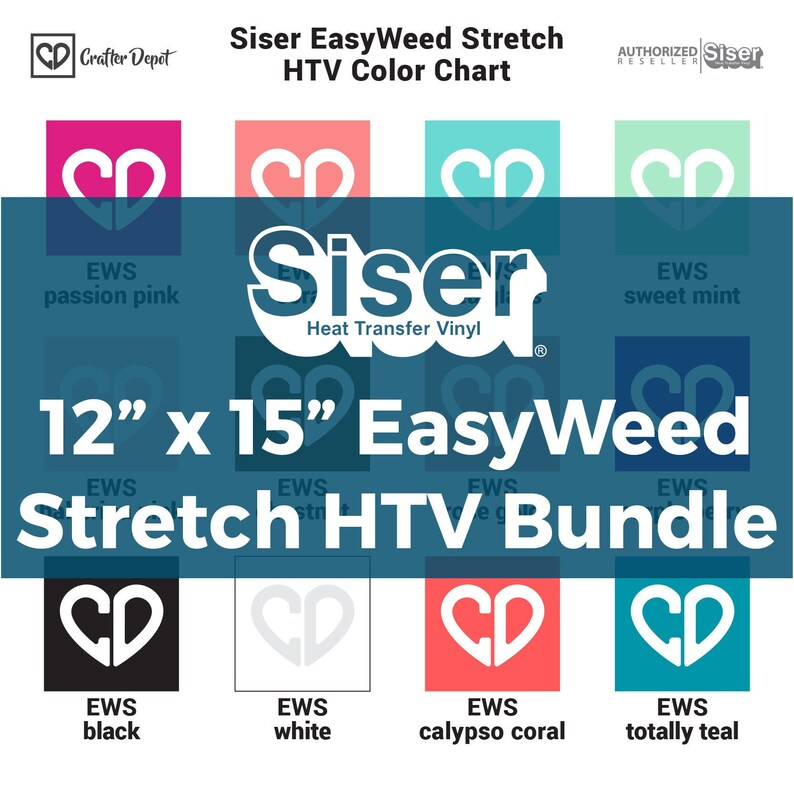 Siser EasyWeed Stretch HTV Bundle - 12" x 15", HTV Vinyl Bundle, Siser HTV Bundle, Heat Vinyl Transfer, Cricut Vinyl Iron On, Athletic Vinyl bild 1