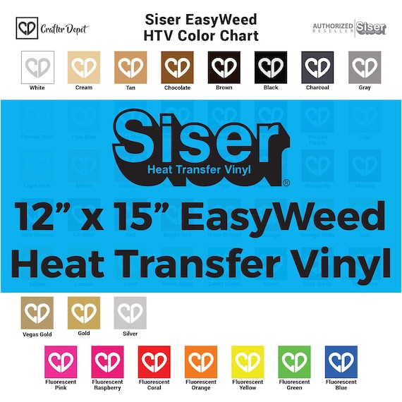 Siser Easyweed Heat Transfer Vinyl HTV - 12" x 15", Iron On Vinyl, Siser HTV Vinyl, Heat Press Vinyl, Heat Vinyl Transfer, Easy Weed Vinyl