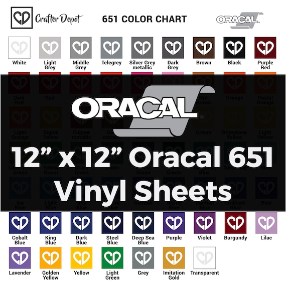 Oracal 651 Vinyl Sheets - 12x12 Sheets, 651 Vinyl Sheets, Outdoor Vinyl Sheets, Vinyl Adhesive Sheets, 651 Oracal Vinyl, Permanent Vinyl