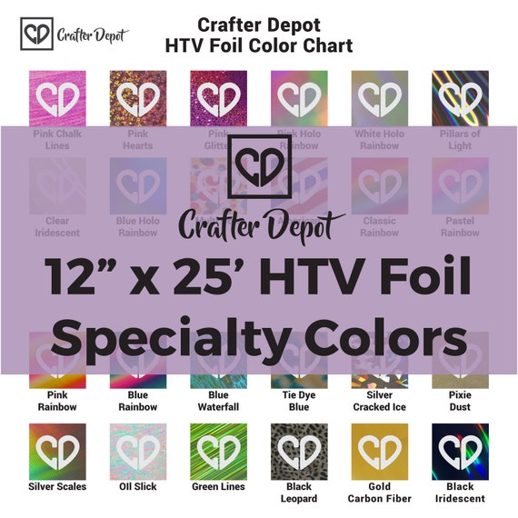 Crafter Depot HTV Foil - 12"x25' Roll, Foil Heat Transfer Vinyl, Foil HTV Vinyl, Metallic HTV, Foil for Shirts, Metallic Foil, Pattern Foil