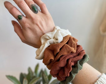 Naturally Dyed Scrap Silk Hair Scrunchies/ Hair Tie