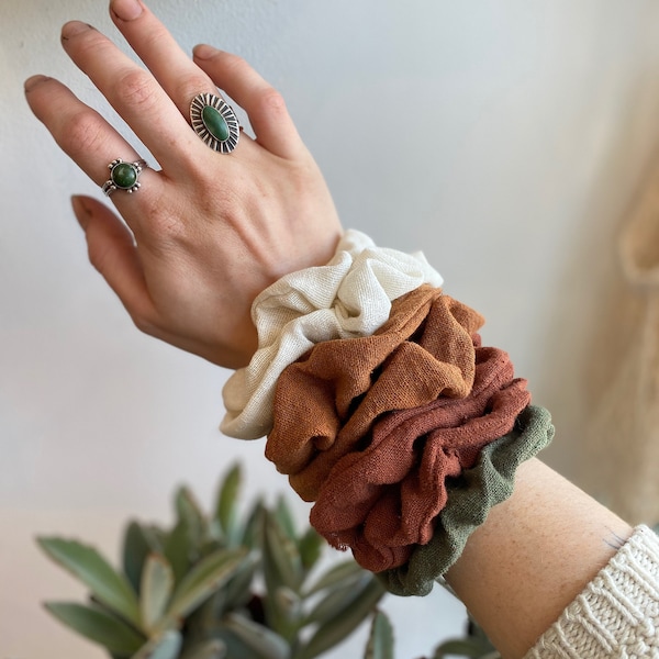 Naturally Dyed Scrap Silk Hair Scrunchies/ Hair Tie