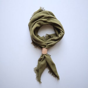 Olive Green Naturally Dyed Solid Raw Silk Bandana