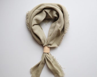 Sage Grey Naturally Dyed Solid Raw Silk Bandana/scarfs