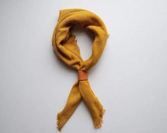 Desert Gold Naturally Dyed Solid Yellow Raw Silk Bandana/scarfs